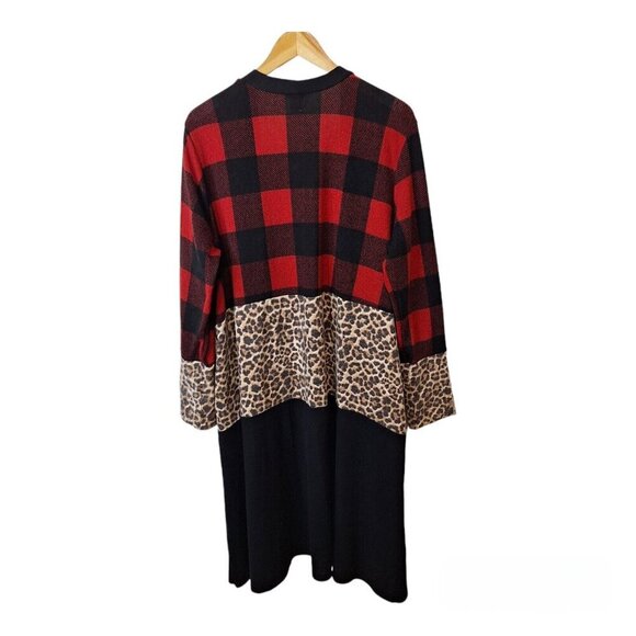 7th Ray Womens 3XL Open Front Long Duster Sweater Cardigan Mixed Print Long Knit - Picture 2 of 10